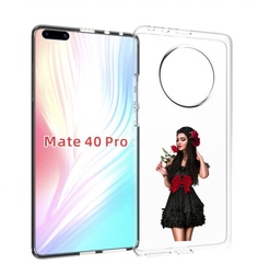 Чехол MyPads девушка-в-черном-платье-с-розой женский для Huawei Mate 40 Pro (NOH-NX9)