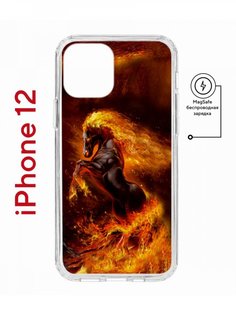 Чехол на iPhone 12/12 Pro MagSafe с принтом Kruche Print Конь огонь с магнитом КruЧЕ