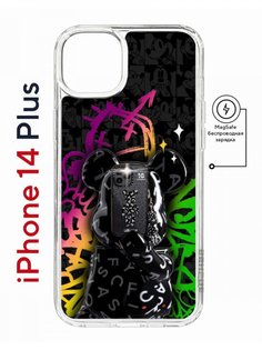 Чехол на iPhone 14 Plus MagSafe Kruche Print Микки Маус противоударный с магнитом КruЧЕ