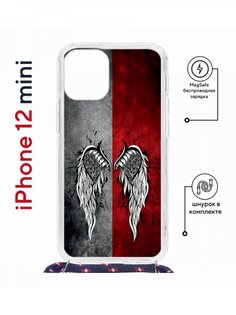 Чехол на iPhone 12 mini MagSafe с принтом Kruche Print Крылья с магнитом, со шнурком КruЧЕ