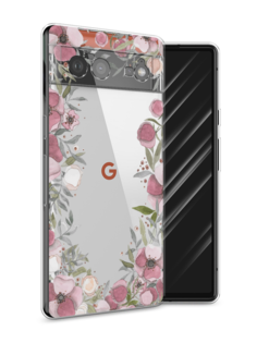 Чехол Awog на Google Pixel 6 "Розовая цветочная рамка"