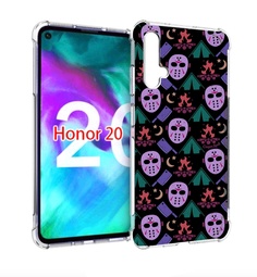 Чехол бампер MyPads фиолетовые маски для Honor 20