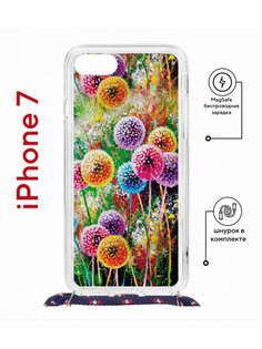 Чехол на iPhone 7/8/SE 2020,2022 MagSafe Kruche Print Одуванчики с магнитом, со шнурком КruЧЕ