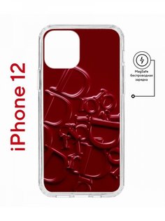 Чехол на iPhone 12/12 Pro MagSafe с принтом Kruche Print Dior противоударный с магнитом КruЧЕ