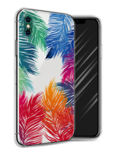 Чехол Awog на Apple iPhone X (10) / Айфон X (10) "Рамка из перьев"