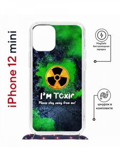 Чехол на iPhone 12 mini MagSafe с принтом Kruche Print Toxic с магнитом, со шнурком КruЧЕ