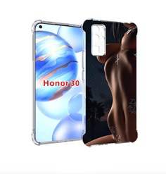 Чехол бампер MyPads белые-татуировки-на-теле для Honor 30 (BMH-A