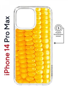 Чехол на iPhone 14 Pro Max MagSafe Kruche Print Кукуруза противоударный с магнитом КruЧЕ