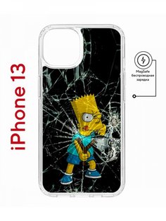 Чехол на iPhone 13 MagSafe с принтом Kruche Print Барт Симпсон противоударный с магнитом КruЧЕ