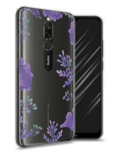 Чехол Awog на Xiaomi Redmi 8 "Сиреневая цветочная рамка"