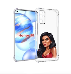 Чехол бампер MyPads Брюнетка-в-красном-платье для Honor 30 (BMH-