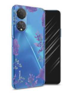 Чехол Awog на Honor X7 2022 "Сиреневая цветочная рамка"