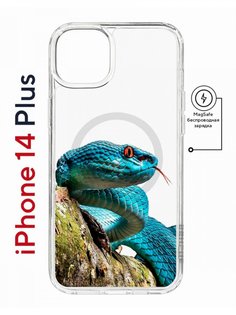 Чехол на iPhone 14 Plus MagSafe с принтом Kruche Print Змея противоударный с магнитом КruЧЕ