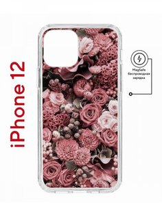 Чехол на iPhone 12/12 Pro MagSafe с принтом Kruche Print Цветы противоударный с магнитом КruЧЕ