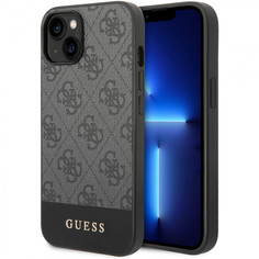 Чехол Guess pc/tpu 4g stripe w metal logo hard для iphone 14, серый