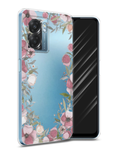 Чехол Awog на Oppo A57 5G/A56s/OnePlus Nord N300 5G "Розовая цветочная рамка"