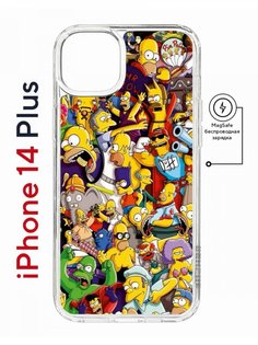 Чехол на iPhone 14 Plus MagSafe с принтом Kruche Print Симпсоны противоударный с магнитом КruЧЕ