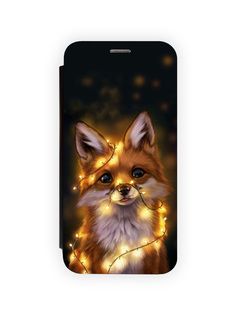 Чехол для Xiaomi Poco X5 5G, Note 12 5G с магнитом, черный с принтом ЛИСА ОГНИ Zibelino