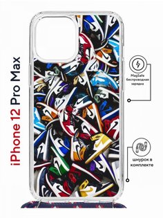 Чехол на iPhone 12 Pro Max MagSafe Kruche Print Кроссовки Nike Air с магнитом, со шнурком КruЧЕ