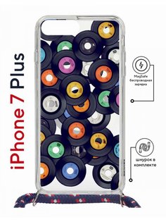 Чехол на iPhone 7 Plus/8 Plus MagSafe Kruche Print Виниловые пластинки с магнитом, шнурком КruЧЕ