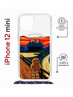 Чехол на iPhone 12 mini MagSafe Kruche Print Cookie Scream с магнитом, со шнурком КruЧЕ