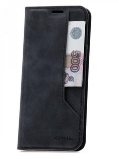 Чехол на Xiaomi Redmi 8A Kruche Strict style черный, книжка с карманом для карт,с магнитом КruЧЕ