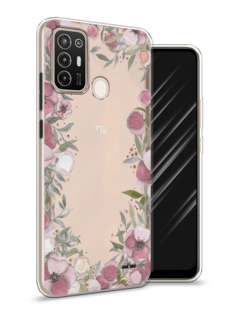 Чехол Awog на ZTE Blade A52 / ЗТЕ Блэйд A52 "Розовая цветочная рамка"