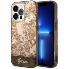 Чехол Guess Toile de Jouy w Electroplated camera Hard для iPhone 14 Pro, Охра