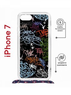 Чехол на iPhone 7/8/SE 2020,2022 MagSafe Kruche Print Граффити с магнитом, со шнурком КruЧЕ