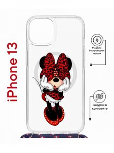 Чехол на iPhone 13 MagSafe с принтом Kruche Print Минни с магнитом, со шнурком КruЧЕ