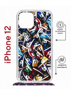 Чехол на iPhone 12/12 Pro MagSafe Kruche Print Кроссовки Nike Air с магнитом, со шнурком КruЧЕ
