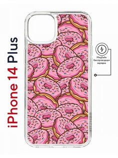 Чехол на iPhone 14 Plus MagSafe с принтом Kruche Print Пончики противоударный с магнитом КruЧЕ