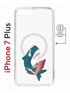 Чехол на iPhone 7 Plus/8 Plus MagSafe Kruche Print Акула противоударный с магнитом КruЧЕ