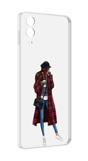 Чехол MyPads девушка-в-клетчатом-пальто для Samsung Galaxy Z Flip 4 (SM-F721)