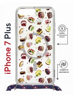 Чехол на iPhone 7 Plus/ 8 Plus MagSafe с принтом Kruche Print Cake с магнитом, со шнурком КruЧЕ