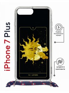 Чехол на iPhone 7 Plus/ 8 Plus MagSafe Kruche Print Tarot Lovers с магнитом, со шнурком КruЧЕ