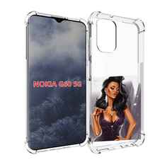 Чехол MyPads нарисованная-девушка-в-фиолетовом-платье женский для Nokia G60 5G