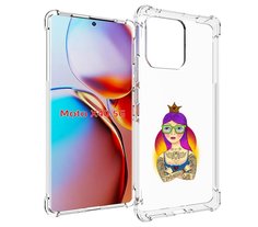 Чехол MyPads девушка в татуировках с короной для Motorola Moto X40