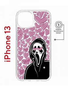 Чехол на iPhone 13 MagSafe с принтом Kruche Print Любовь и Крик противоударный с магнитом КruЧЕ