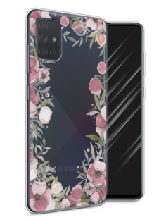 Чехол Awog на Samsung Galaxy A71 4G "Розовая цветочная рамка"