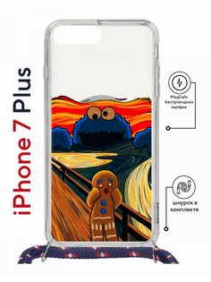 Чехол на iPhone 7 Plus/ 8 Plus MagSafe Kruche Print Cookie Scream с магнитом, со шнурком КruЧЕ
