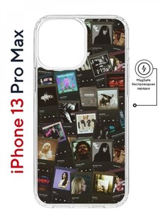 Чехол на iPhone 13 Pro Max MagSafe Kruche Print Плейлисты противоударный с магнитом КruЧЕ