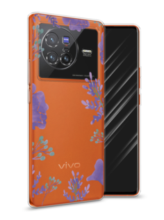 Чехол Awog на Vivo X80 "Сиреневая цветочная рамка"