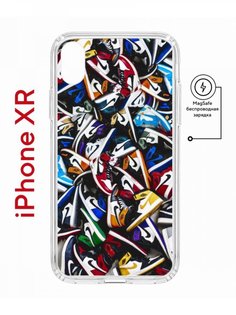 Чехол на iPhone XR MagSafe Kruche Print Кроссовки Nike Air противоударный с магнитом КruЧЕ