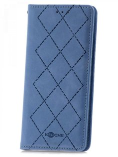Чехол на Samsung Galaxy A33 Kruche Rhombus синий,книжка с карманом для карт,с магнитом КruЧЕ