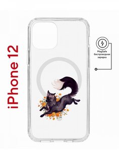 Чехол на iPhone 12/12 Pro MagSafe с принтом Kruche Print Fox противоударный с магнитом КruЧЕ