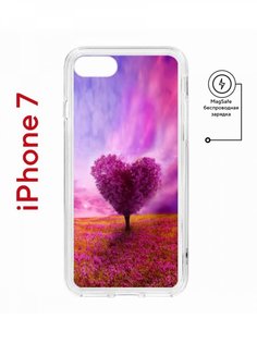 Чехол на iPhone 7, 8, SE 2020 2022 MagSafe Kruche Print Pink heart с магнитом КruЧЕ