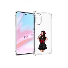 Чехол MyPads девушка-в-черном-платье-с-розой женский для Huawei Nova 8 (ANG-LX1)