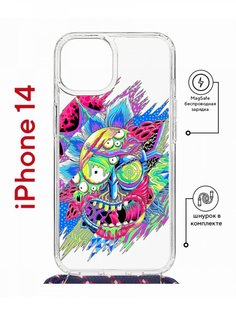 Чехол на iPhone 14 MagSafe с принтом Kruche Print Многоликий Рик с магнитом, со шнурком КruЧЕ