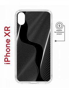Чехол на iPhone XR MagSafe с принтом Kruche Print Line black противоударный с магнитом КruЧЕ